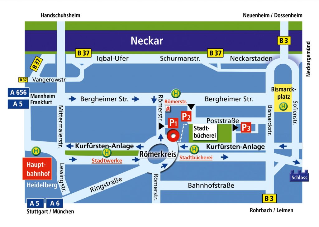 Anfahrtsskizze zur Praxis Dr. Horst Boland in Heidelberg